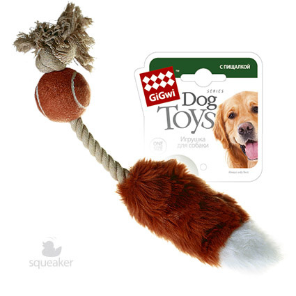 GiGwi GiGwi мячик с лисьим хвостом и пищалкой, 40 см (161 г) gigwi игрушка для собак мячик с лисьим хвостом и пищалкой ткань веревочный и теннисный материал 4 шт