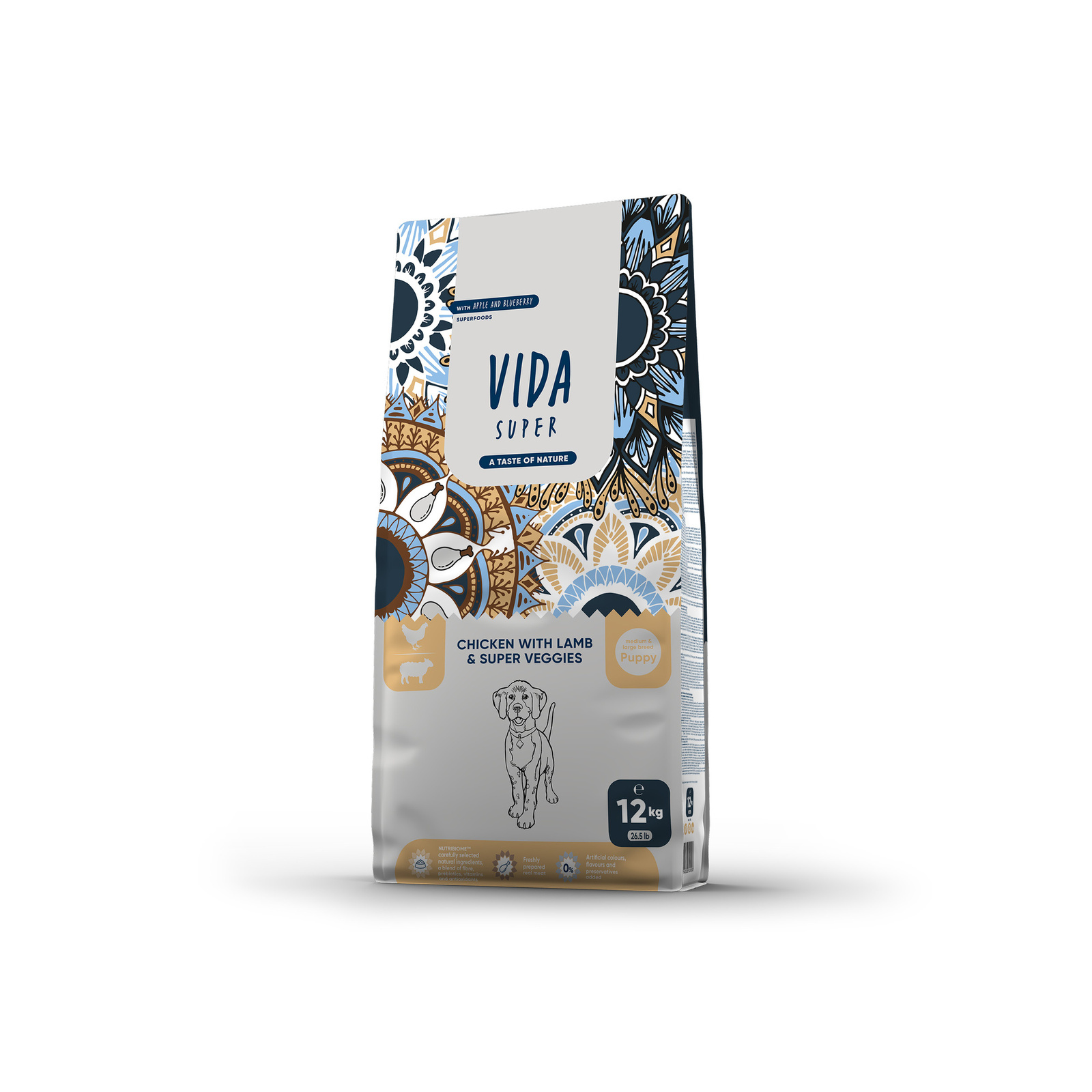 VIDA Super VIDA Super корм для щенков средних и крупных пород с курицей, ягненком и овощами (12 кг)