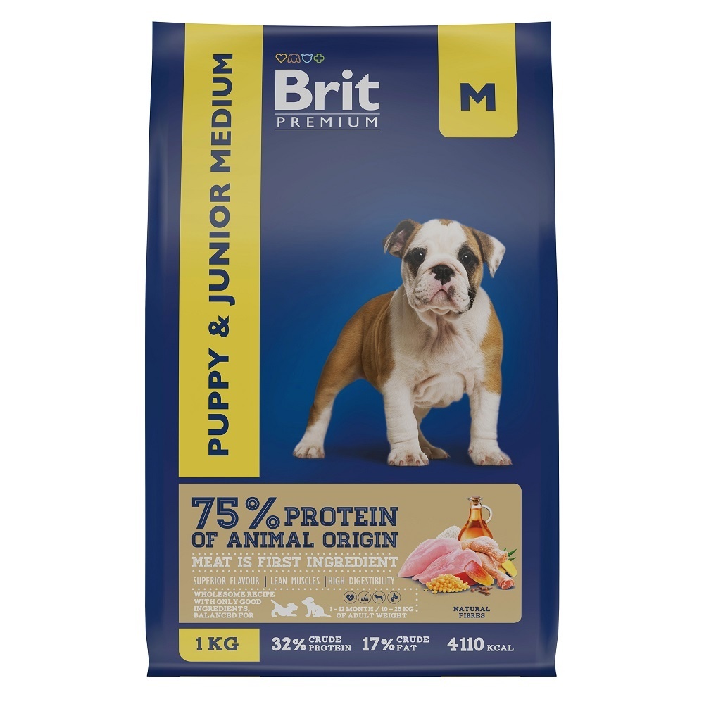 Brit Brit сухой корм премиум класса с курицей для щенков и молодых собак (1 кг)