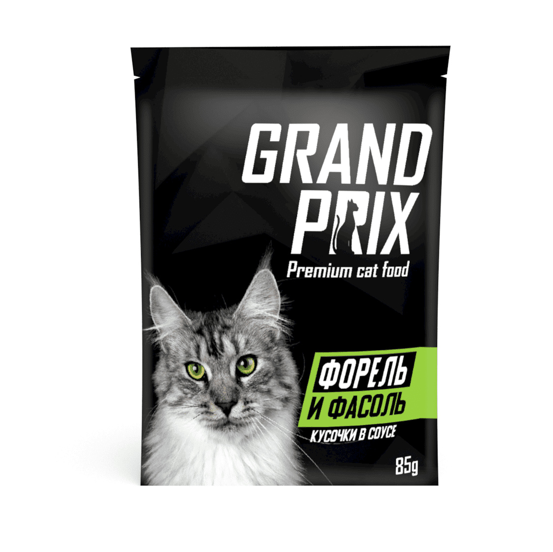 Grand Prix паучи для кошек, с форелью и фасолью, кусочки в соусе (85 г)