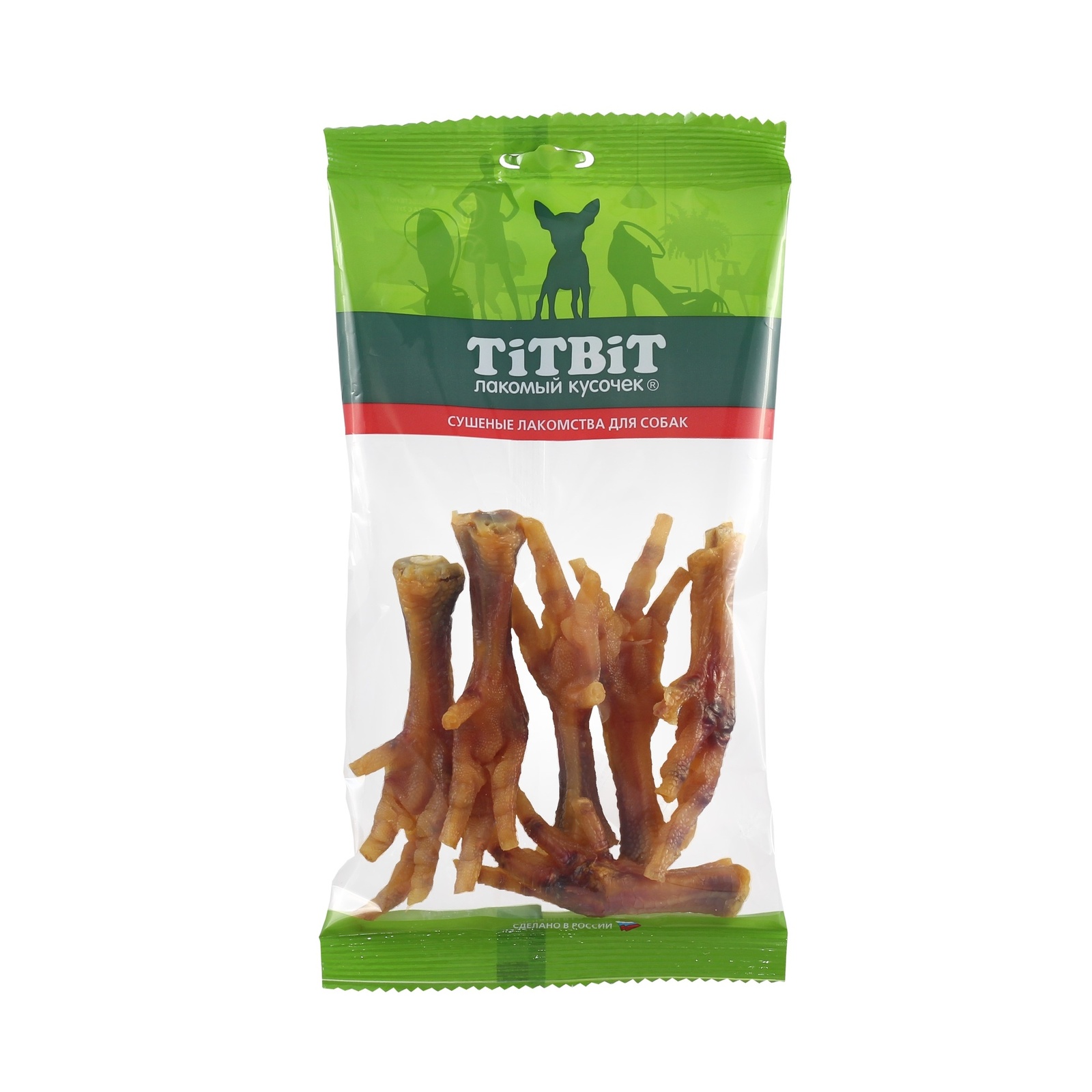 TiTBiT TiTBiT лапки куриные вяленые - мягкая упаковка (100 г) titbit шейки куриные мягкая упаковка 0 075 кг 5 штук
