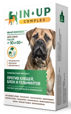 ИН-АП комплекс для собак массой от 30 до 50 кг против блох, клещей, вшей, власоедов и гельминтов