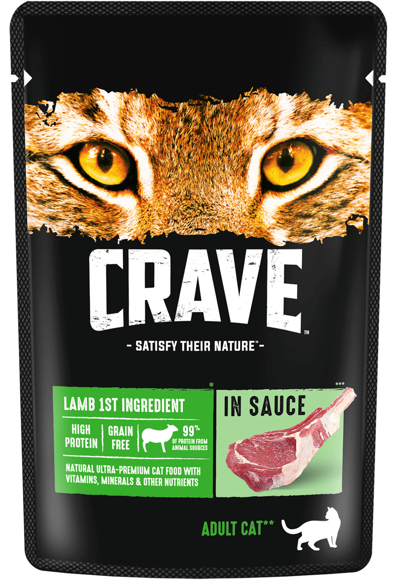 Crave Crave корм консервированный полнорационный для взрослых кошек с ягнёнком в соусе (70 г)