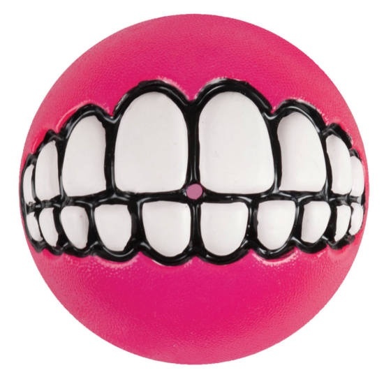 Rogz Rogz мяч с принтом зубы и отверстием для лакомств GRINZ, розовый (S) rogz мяч пупырчатый с зубами для массажа десен с отверстием для лакомств fred 64 мм синий