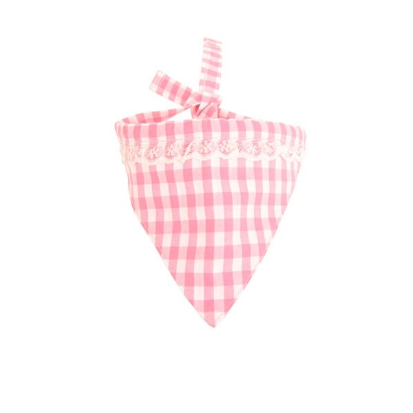 Pinkaholic шейный платочек в клеточку  кружевом, розовый (L)