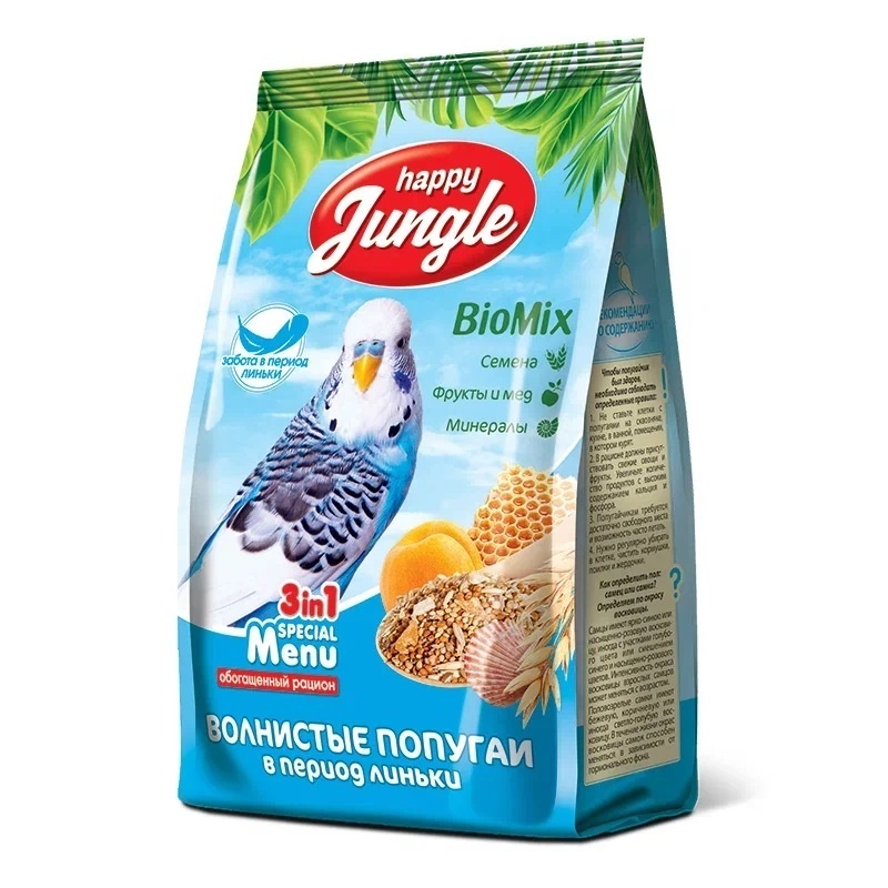 Happy Jungle Happy Jungle корм для волнистых попугаев при линьке 500 г (500 г)