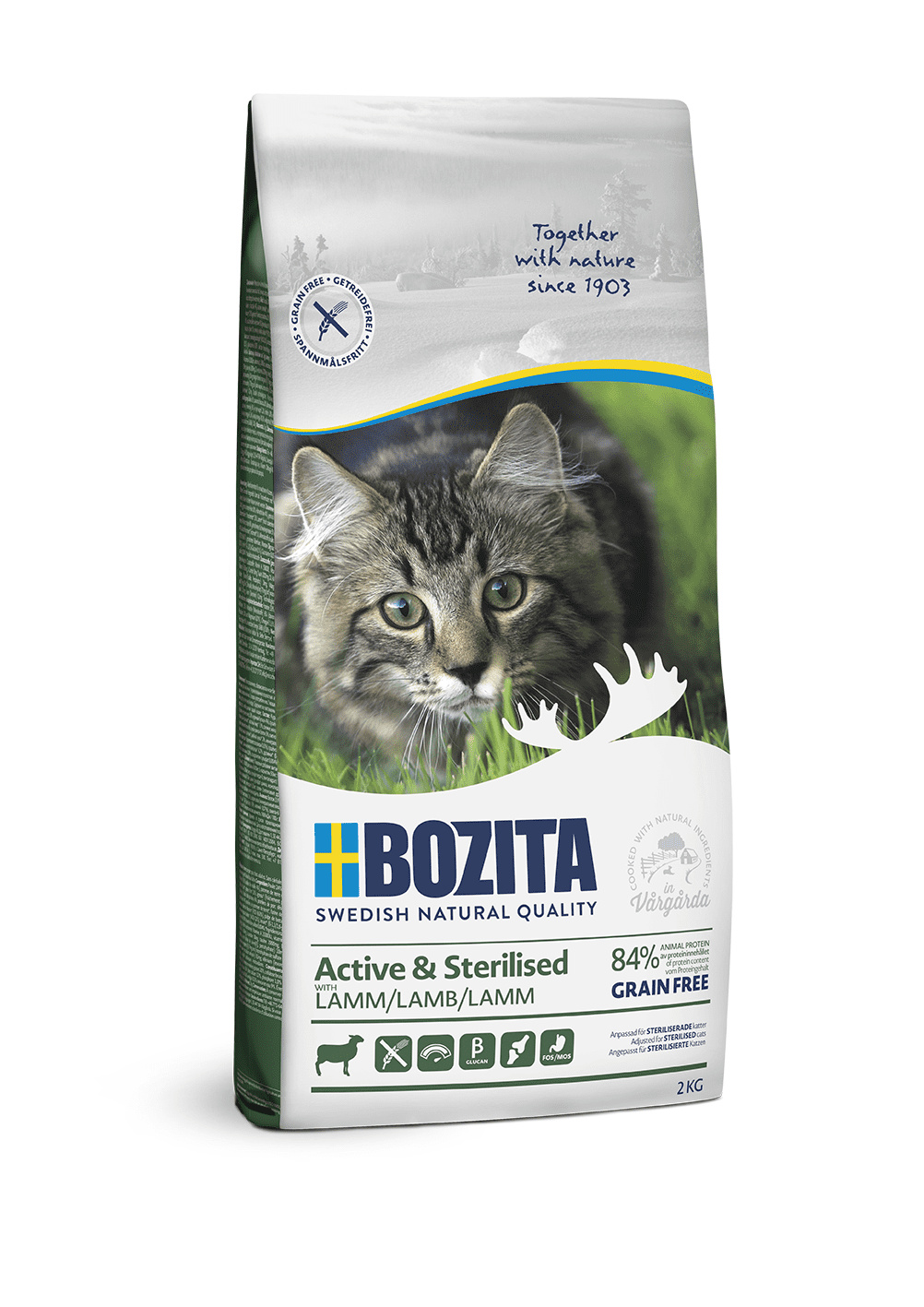 Корм Bozita для активных стерилизованных взрослых и растущих кошек, беззерновой с ягненком (2 кг) 