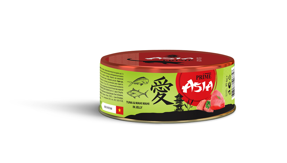 Prime Asia Prime Asia консервы для кошек Тунец с рыбой махи-махи в желе (2,6 кг)