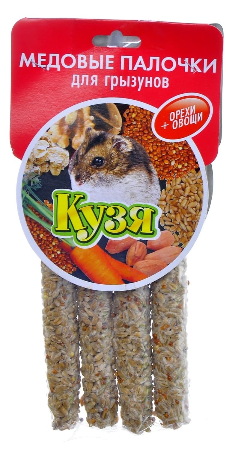 цена Кузя Кузя палочки для грызунов орех+овощи, 4 шт (15 г)