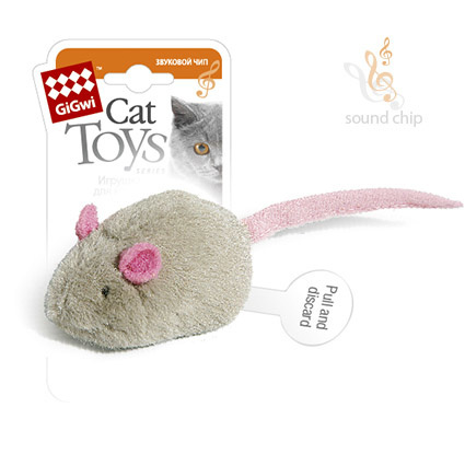 GiGwi GiGwi мышка, игрушка со звуковым чипом, 6 см (30 г) nems игрушка для кошек дразнилка для кошки голубая мышь с чипом