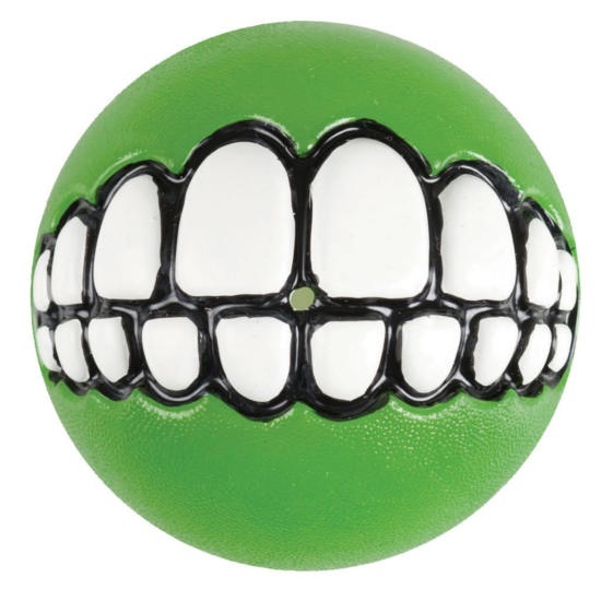 цена Rogz Rogz мяч с принтом зубы и отверстием для лакомств GRINZ, лайм (L)