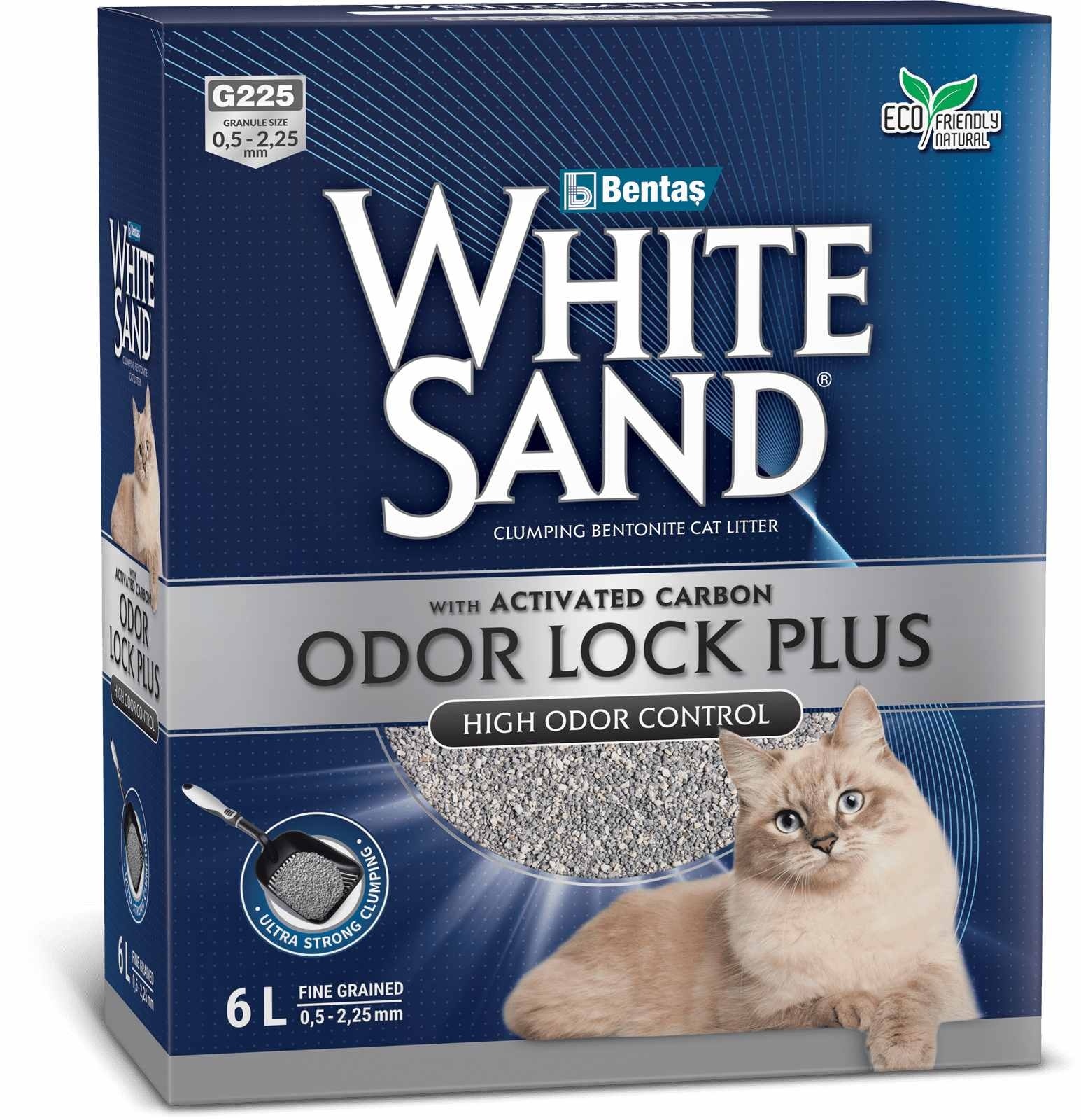 White Sand White Sand комкующийся наполнитель С усиленной блокировкой запахов с активированным углем, без запаха, коробка (8,5 кг)
