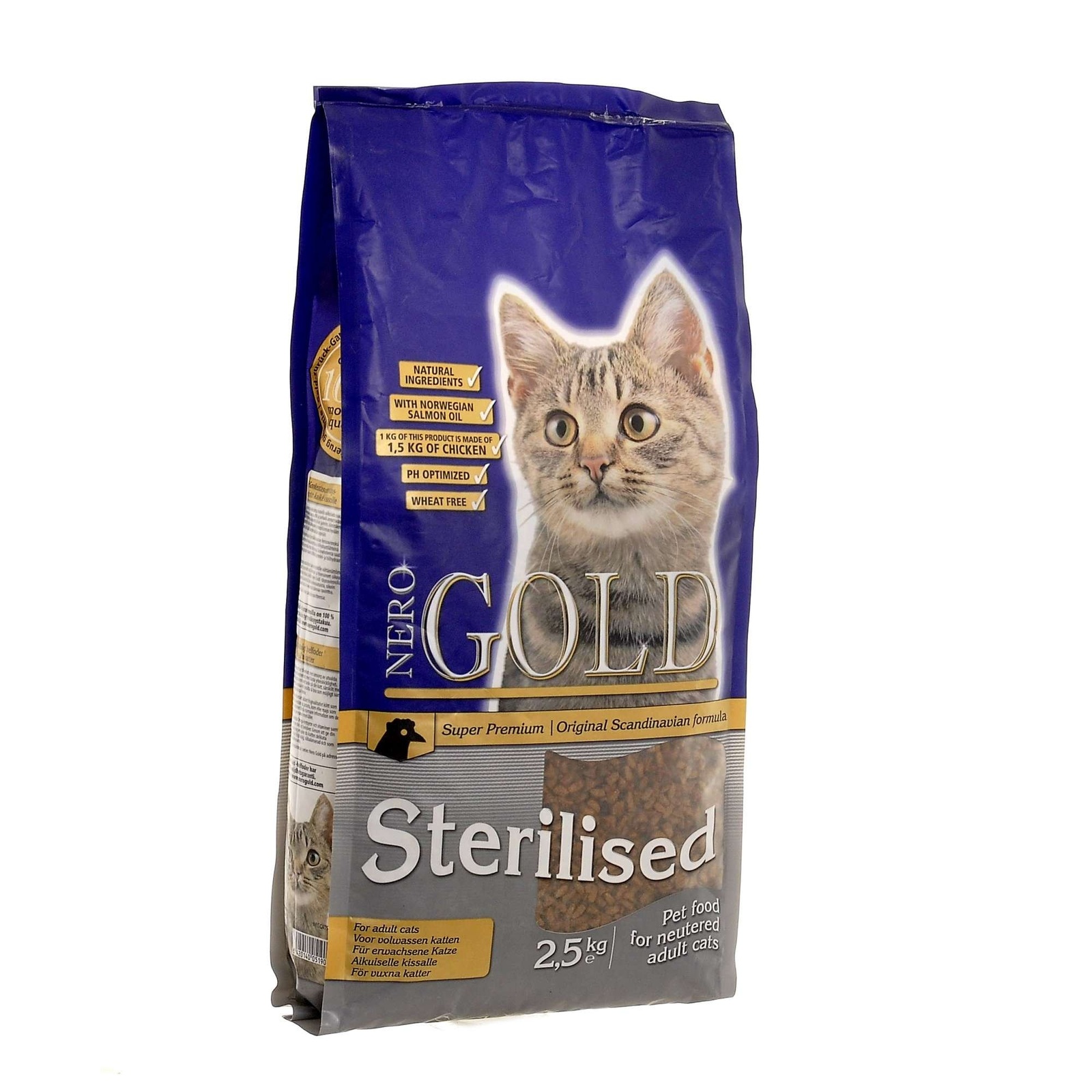 NERO GOLD super premium Корм NERO GOLD super premium sterilised для стерилизованных кошек, склонных к мочекаменной болезни, с курицей и цельным рисом (800 г)
