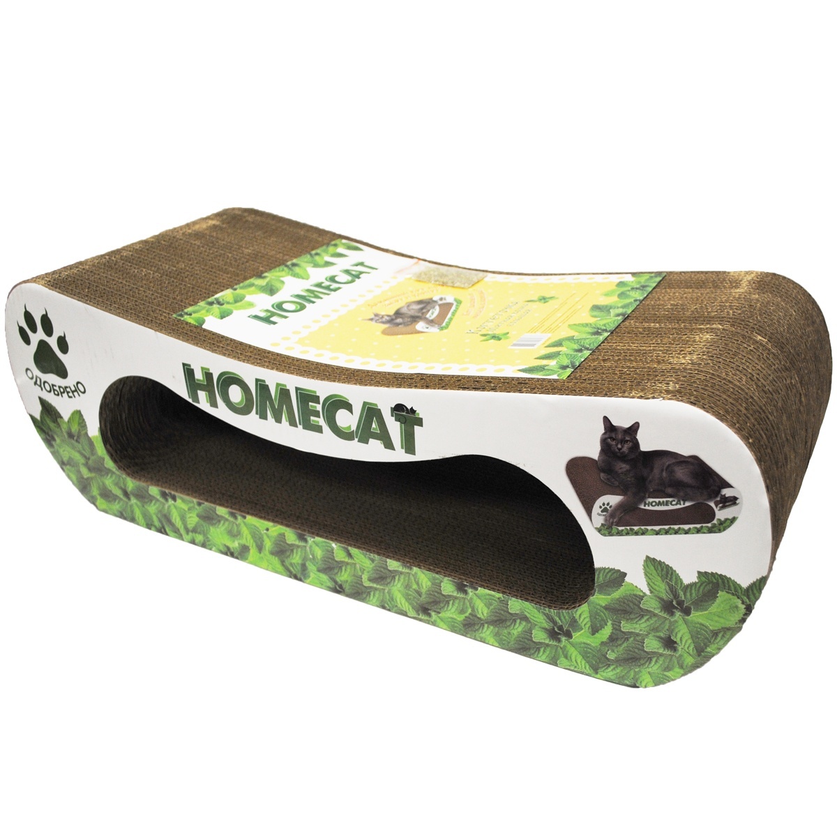 Homecat Homecat когтеточка Мятная волна, гофрокартон, 61х25х20 см (500 г) homecat когтеточка треугольник большой с кошачей мятой гофрокартон 53х24х24 см