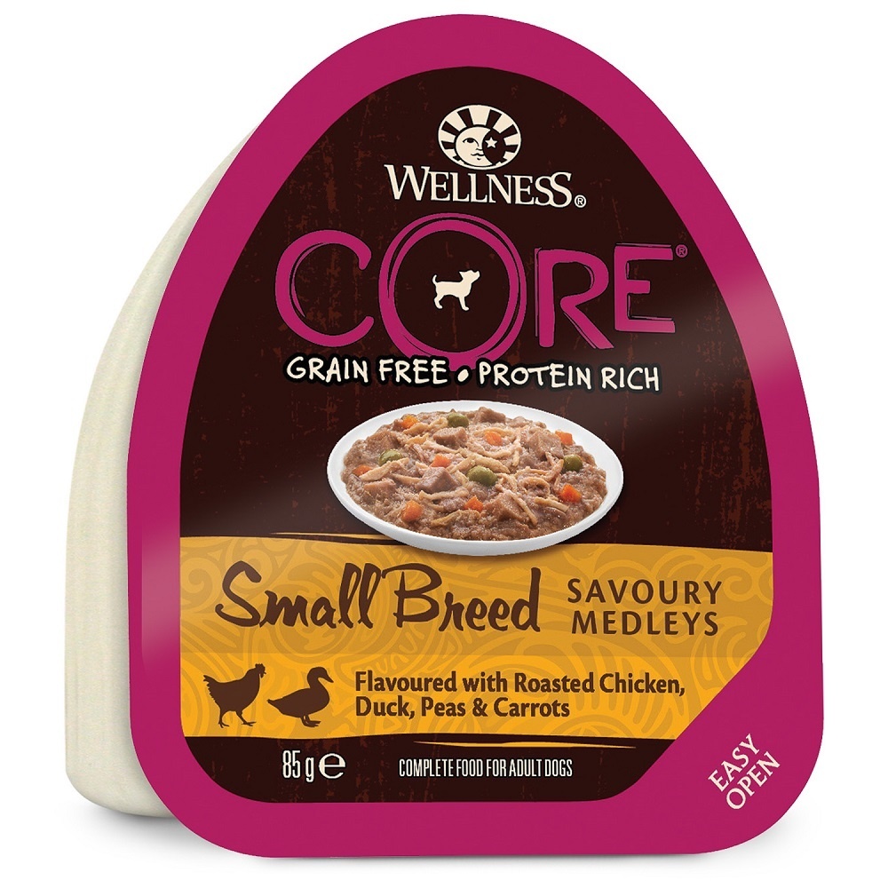Wellness CORE консервы для собак мелких пород из курицы с уткой, горошком и морковью (85 г)