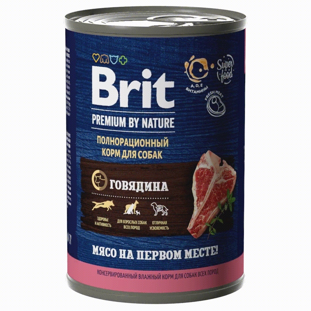 Brit Brit консервы с говядиной для взрослых собак всех пород (410 г) консервированный корм для собак brit говядина и сердце 850 г