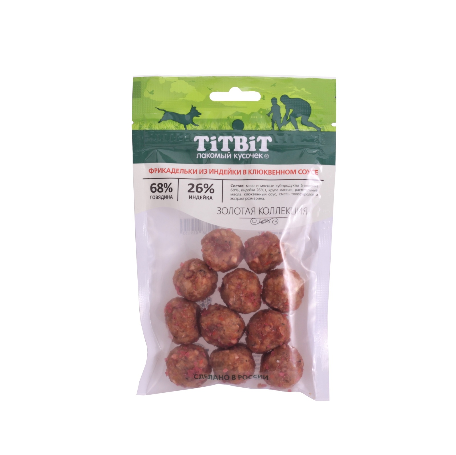TiTBiT TiTBiT фрикадельки из индейки в клюквенном соусе для собак Золотая коллекция (70 г)