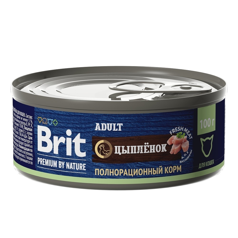 Brit Brit консервы с цыпленком для взрослых кошек (100 г)