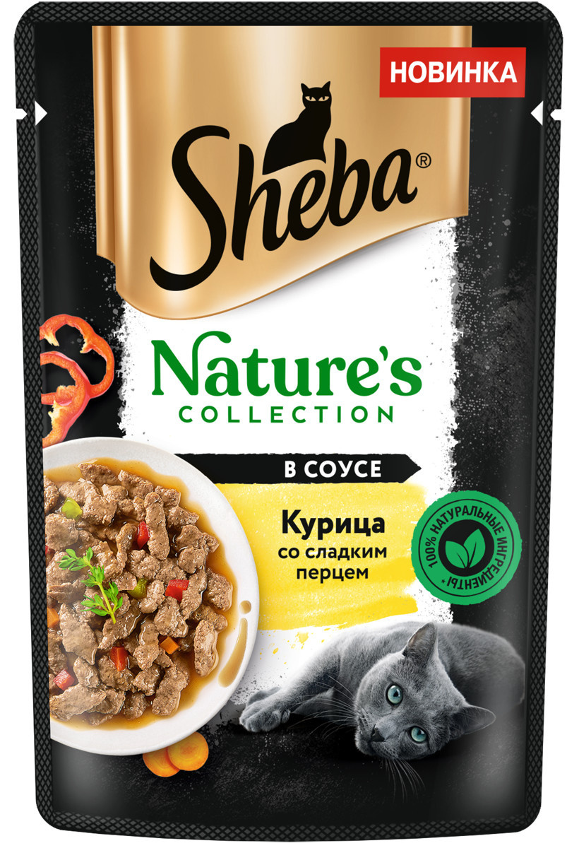 Sheba Sheba влажный корм для кошек Nature's Collection с курицей и паприкой (75 г) onlylife матча зелёная источник антиоксидантов 100 г