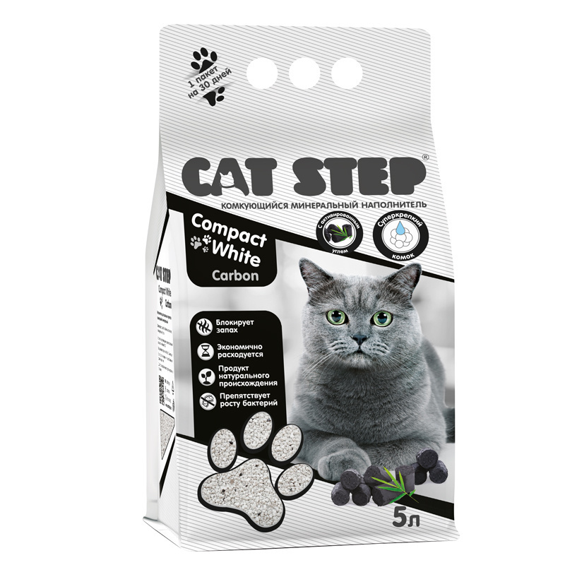 Cat Step Cat Step комкующийся минеральный наполнитель Compact White Carbon (8,75 кг)