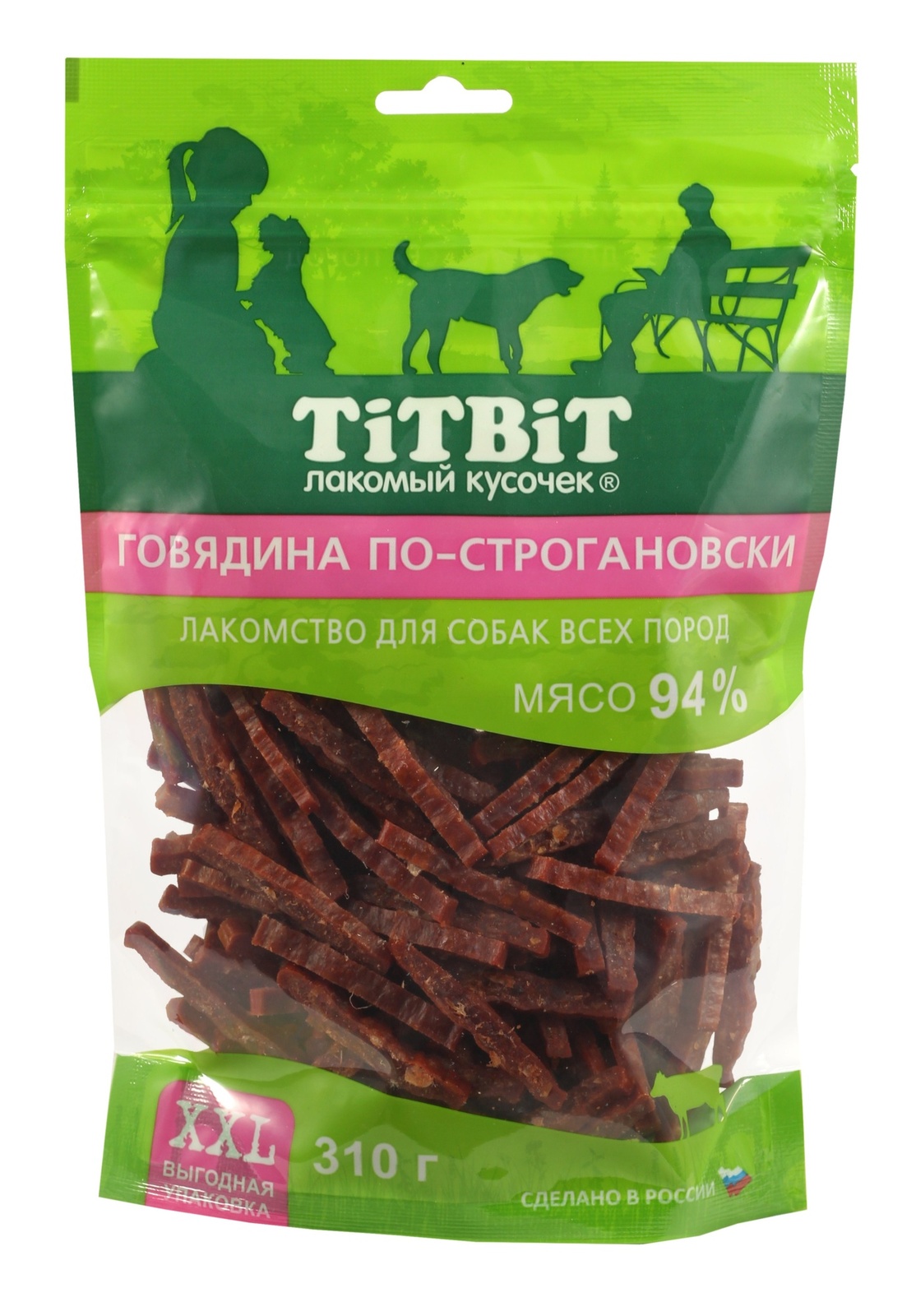 TiTBiT TiTBiT выгодная упаковка XXL Говядина по-строгановски для собак всех пород (310 г) лакомство для собак titbit пластинки из говядины 300г xxl выгодная упаковка