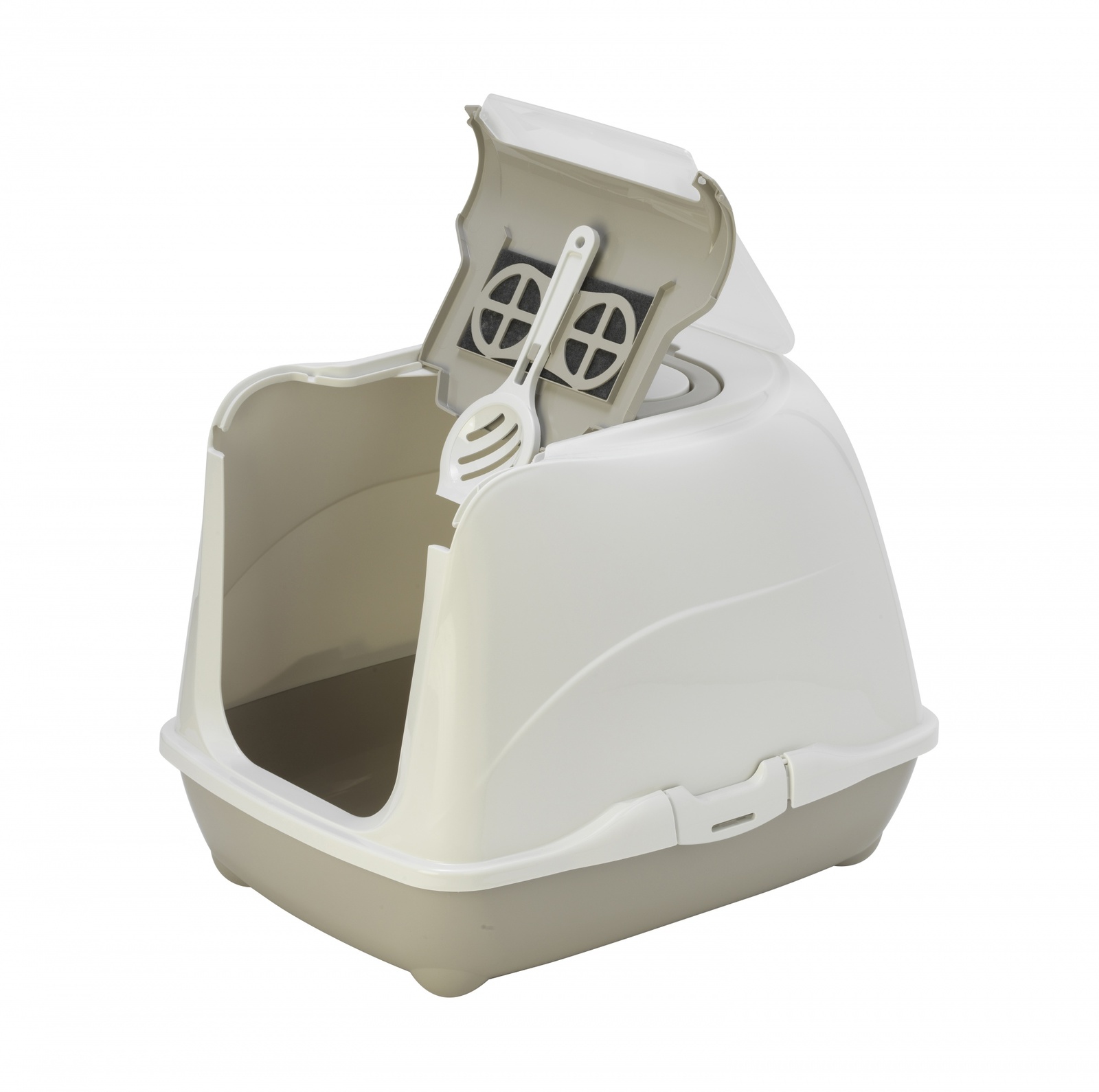 Moderna Moderna туалет-домик Flip с угольным фильтром, 50х39х37см, теплый серый (1,2 кг) moderna moderna лежак domus пластиковый теплый серый 2 кг