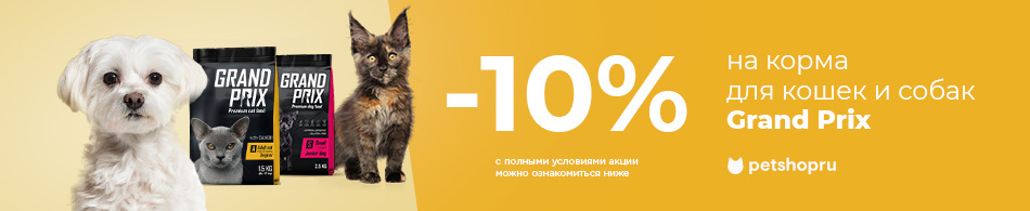 -10% на корма для кошек и собак Grand Prix!