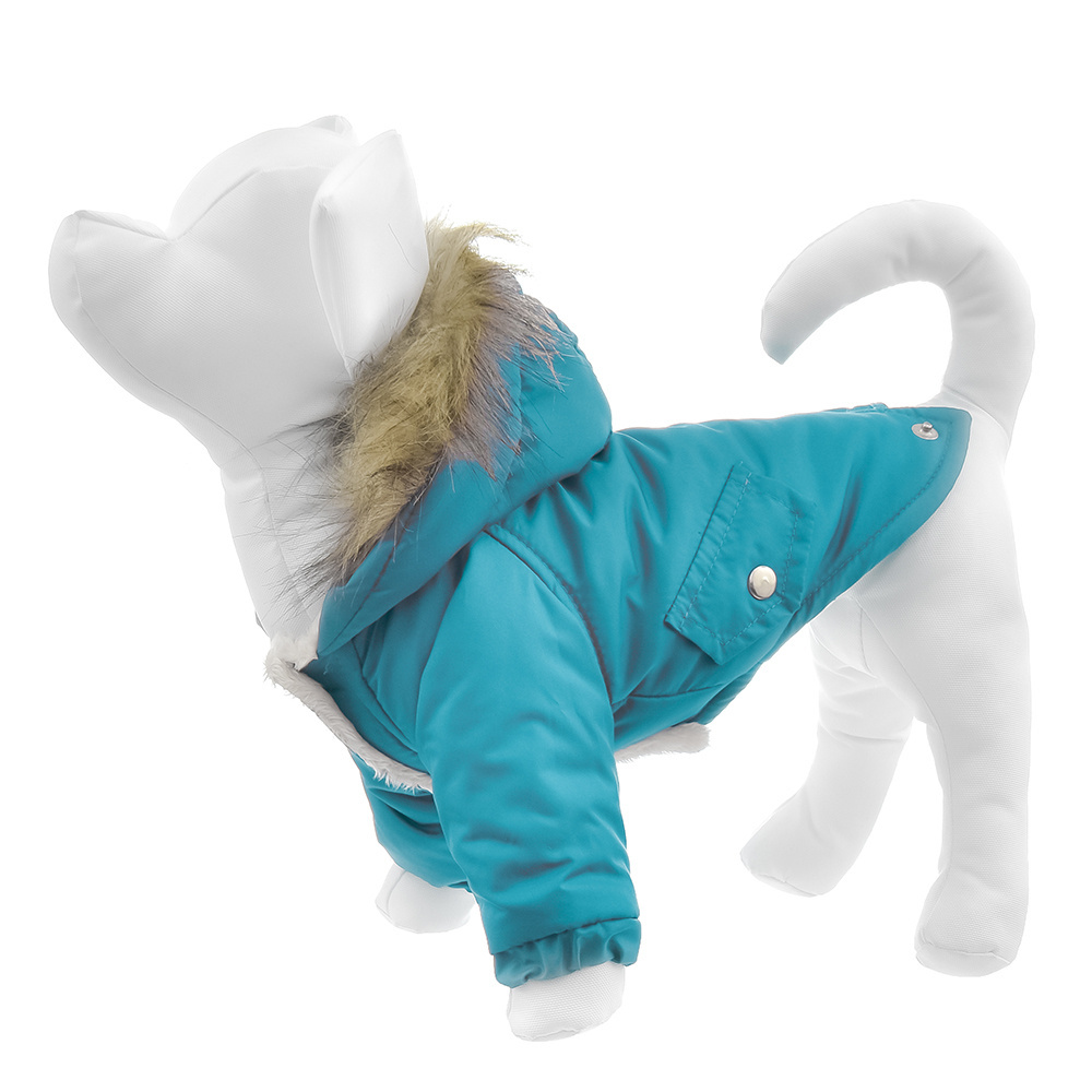Yami-Yami одежда парка для собак с капюшоном, на меховой подкладке, бирюзовый (L)
