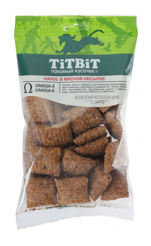 цена TiTBiT TiTBiT золотая коллекция: начос в мясной обсыпке для собак (75 г)