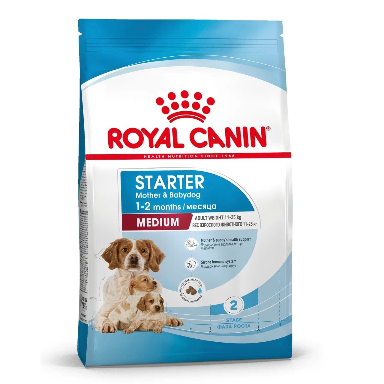 Корм Royal Canin сухой для щенков средних размеров до 2-х месяцев, беременных и кормящих сук, Medium Starter (4 кг)