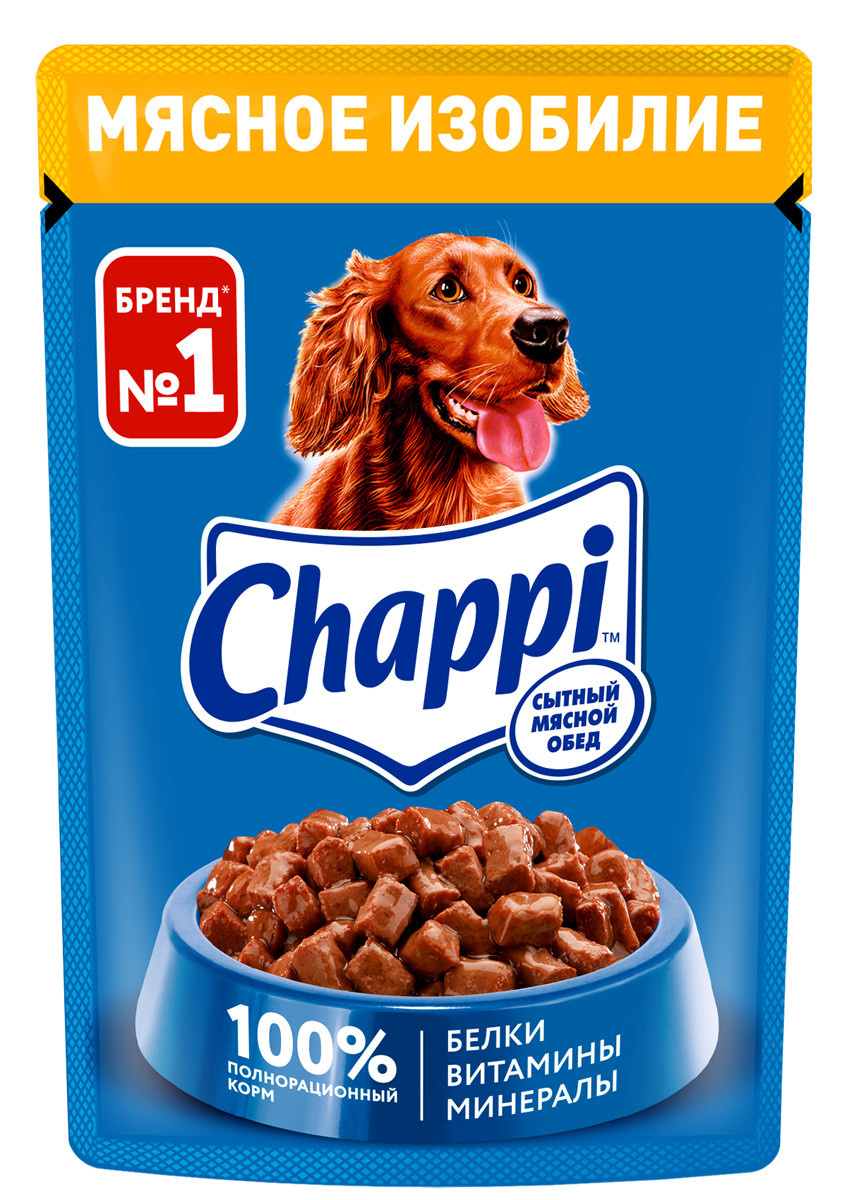 Chappi Chappi влажный корм для собак «Сытный мясной обед. Мясное изобилие» (85 г)