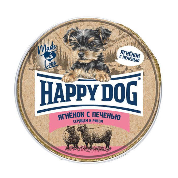 Happy dog Happy dog паштет Ягнёнок с печенью, сердцем и рисом (125 г)
