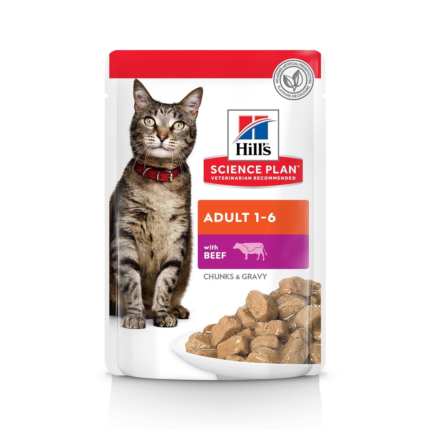 Hill's консервы для взрослых кошек для поддержания жизненной энергии и иммунитета, пауч с говядиной в соусе (85 г)