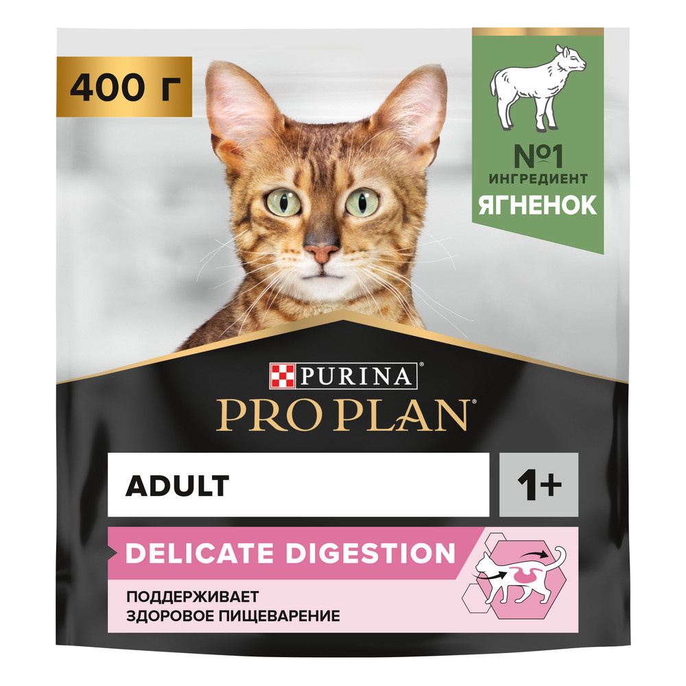 Purina Pro Plan Purina Pro Plan для взрослых кошек с чувствительным пищеварением или с особыми предпочтениями в еде, с высоким содержанием ягненка (10 кг) 25363