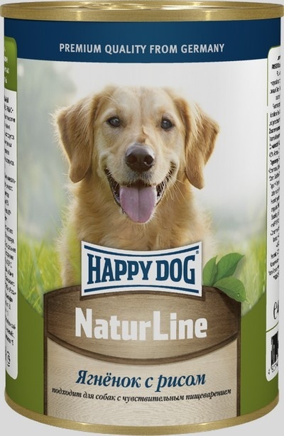 Happy dog кусочки в фарше для собак: ягненок с рисом (410 г)