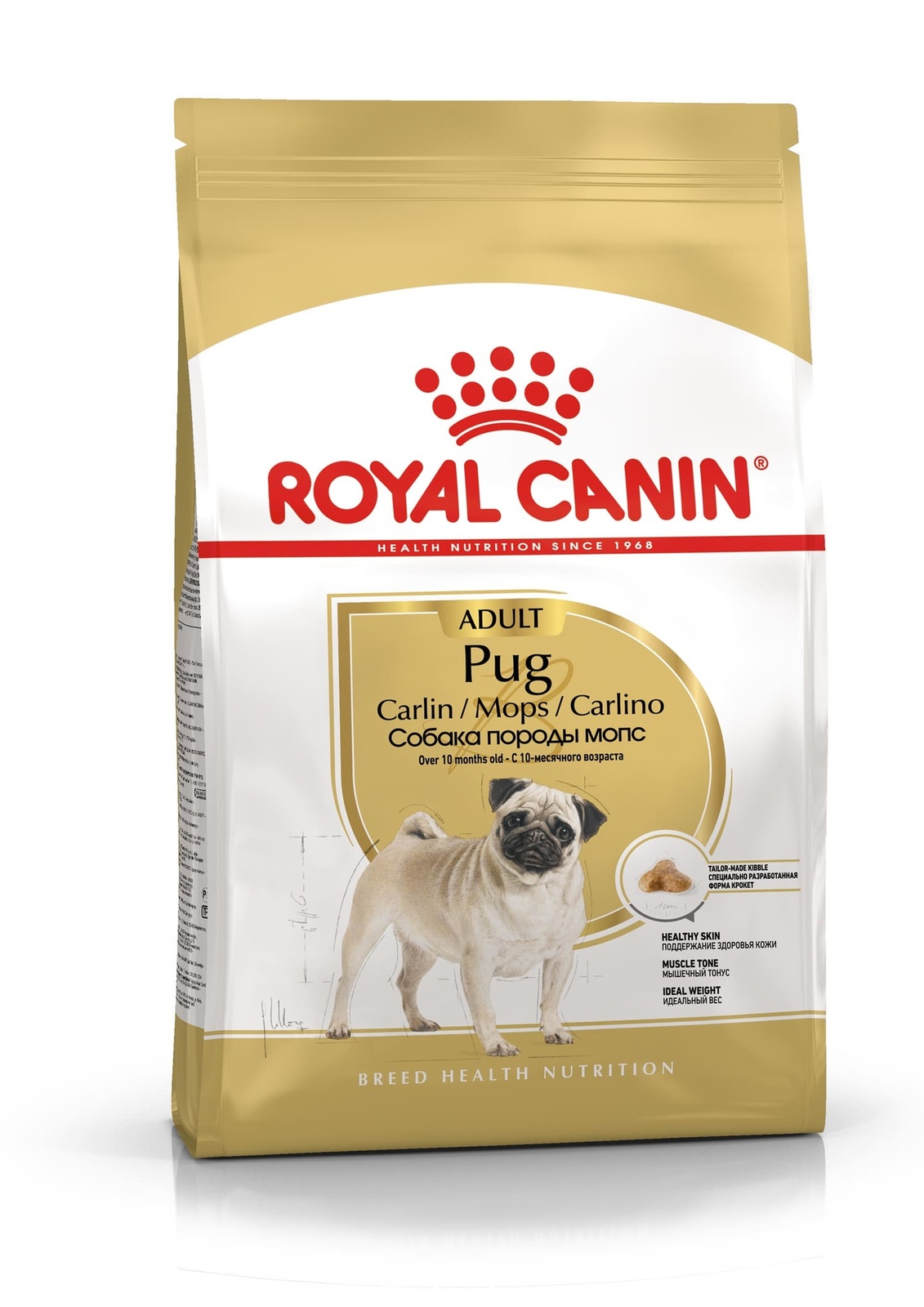 Royal Canin Корм Royal Canin для взрослого мопса с 10 месяцев (1,5 кг) royal canin корм royal canin для взрослого голден ретривера с 15 месяцев 3 кг