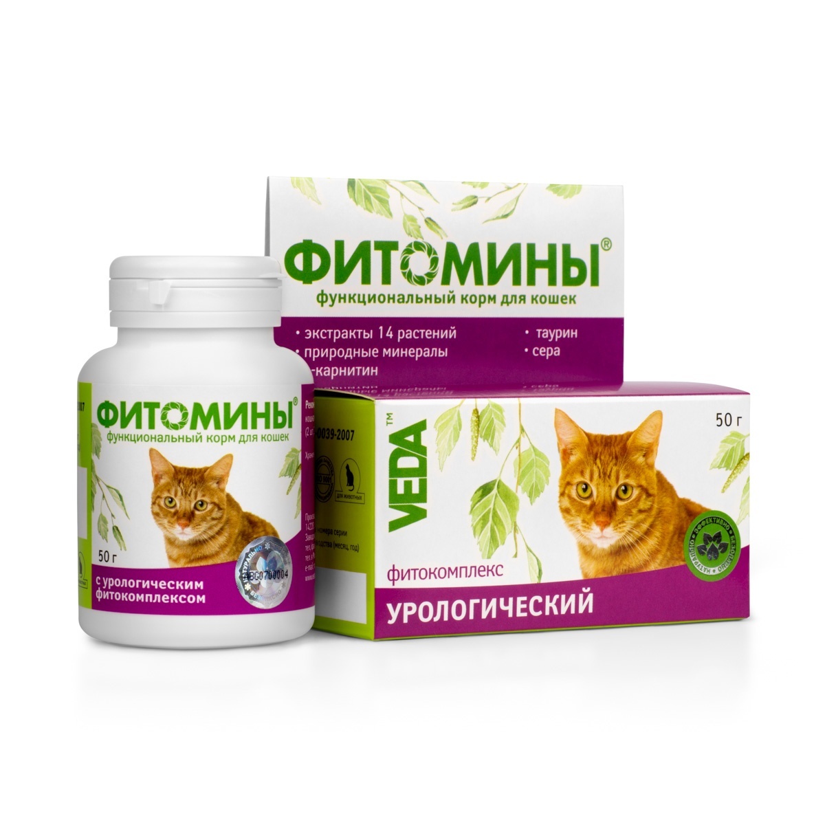 Веда Веда фитомины: профилактика МКБ кошек (урология), 100 таб. (50 г)