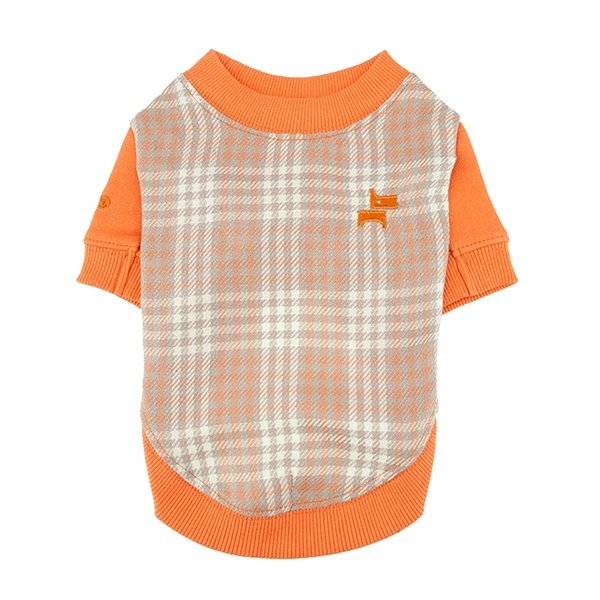 Puppia Puppia теплая футболка в клетку с контрастными рукавами Джаспер, оранжевый (M)