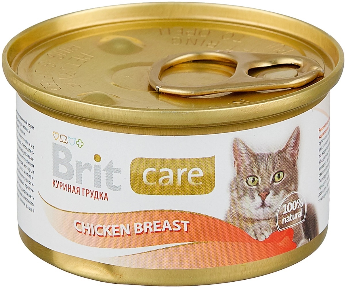 цена Brit Brit консервы для кошек, с куриной грудкой (80 г)