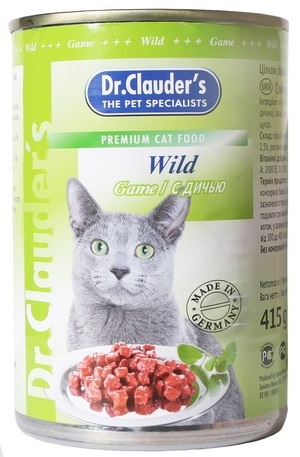 Dr.Clauder's Dr.Clauder's консервы для кошек с дичью (415 г) dr clauders консервы для кошек с сердцем 0 415 кг 21631 10 шт