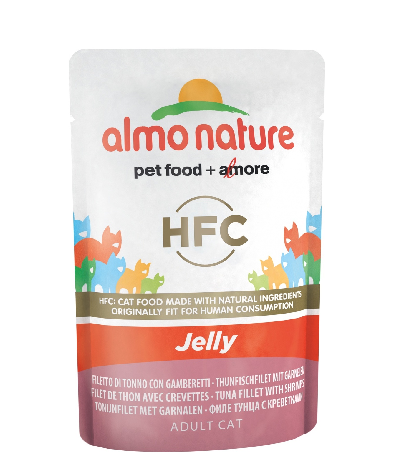 Almo Nature консервы паучи тунец и креветки в желе для кошек (55 г) 