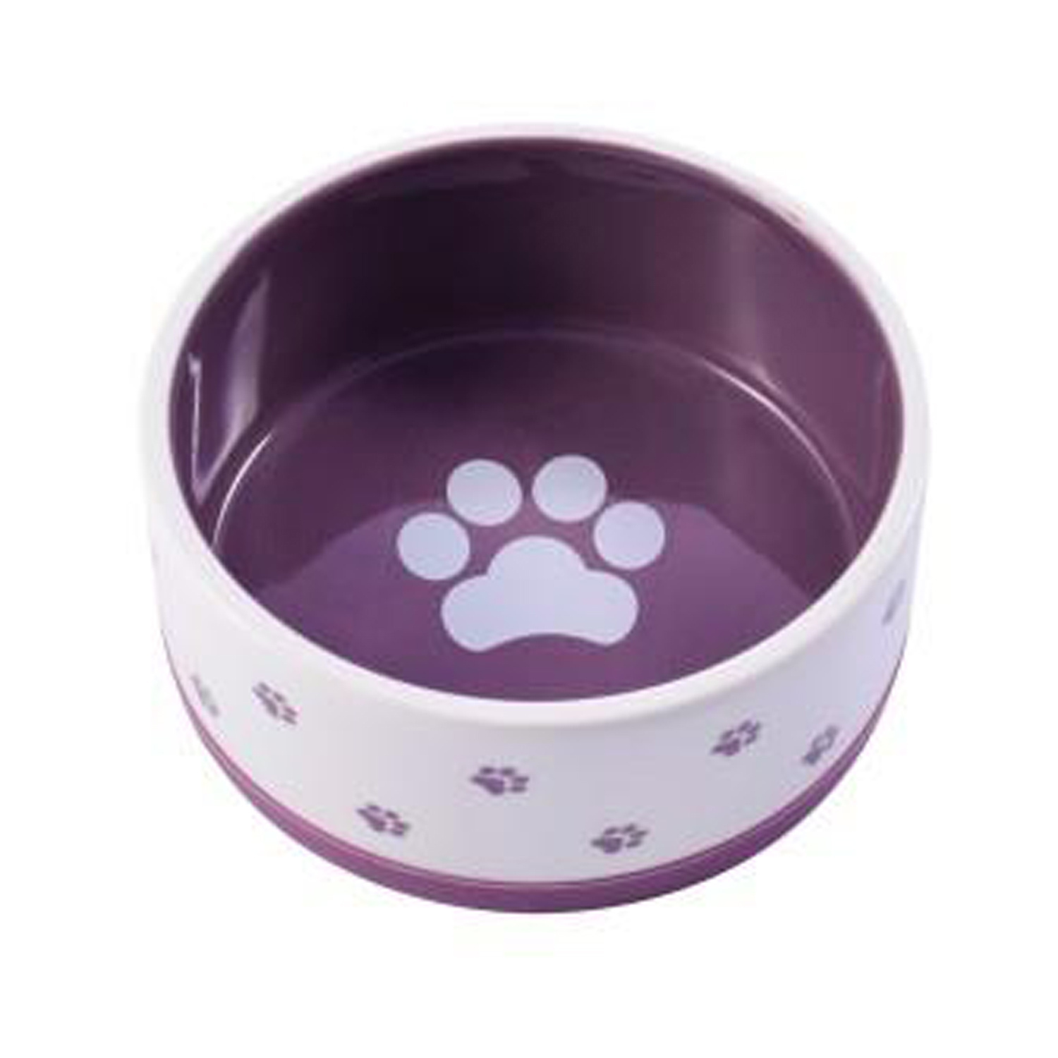 Mr.Kranch Mr.Kranch миска керамическая нескользящая для собак белая с фиолетовым (360 мл) mr kranch миска для собак нескользящая керамическая черная с косточками 400 мл