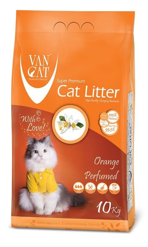Van Cat комкующийся наполнитель без пыли с ароматом апельсина, пакет (10 кг) 