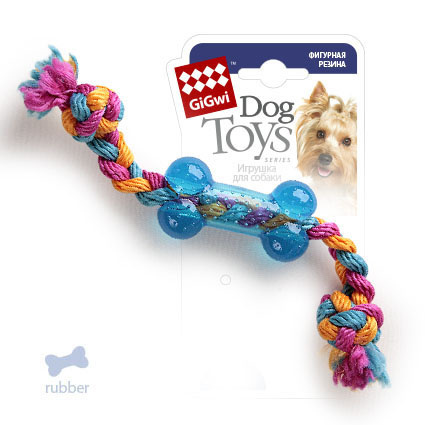 GiGwi GiGwi игрушка маленькая косточка на веревке, резина/веревочный материал (101 г) 42529