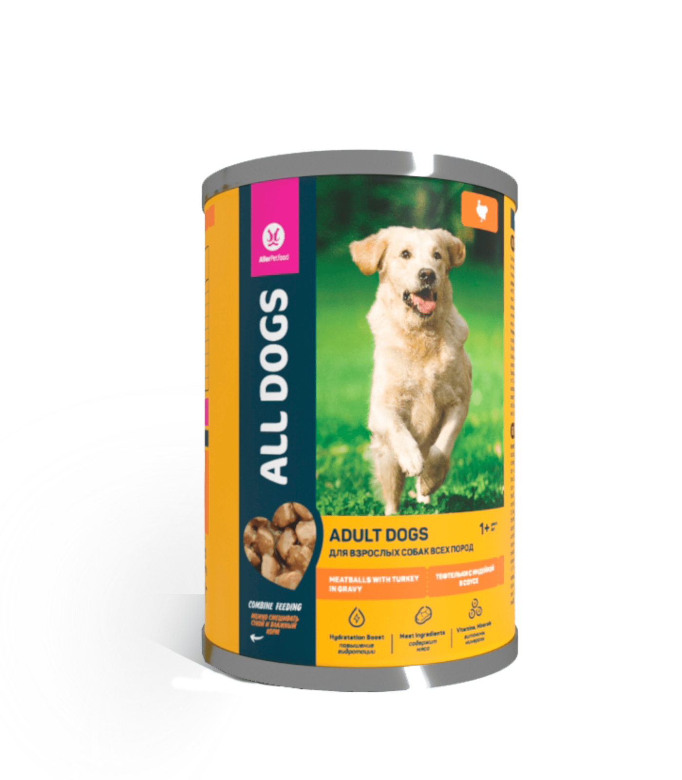All Dogs корм консервированный для собак тефтельки с индейкой в соусе, банка (415 г)