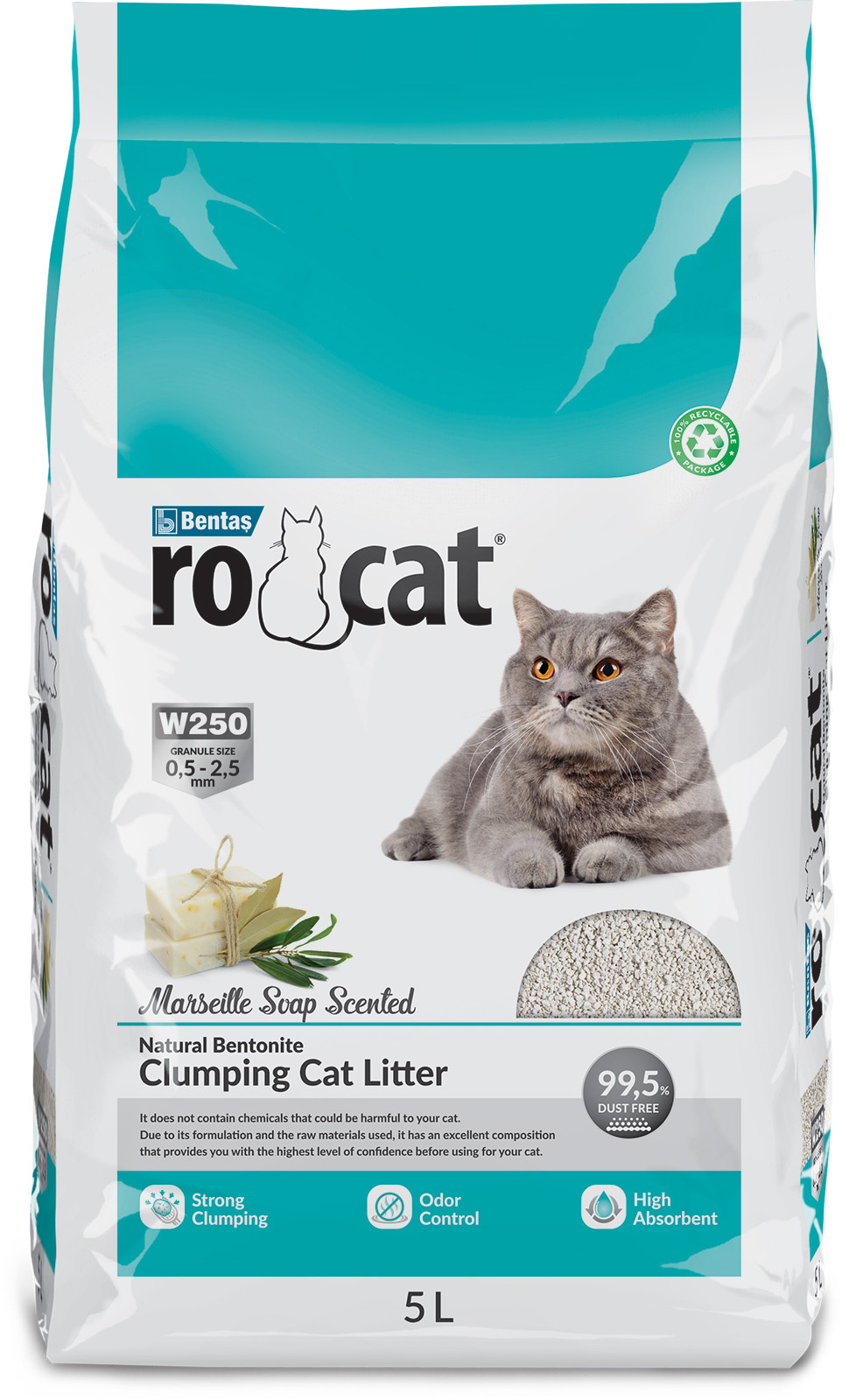 Ro Cat Ro Cat комкующийся наполнитель с ароматом без пыли марсельского мыла, пакет (4,25 кг)