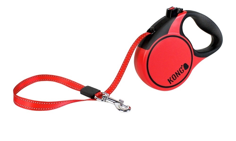 Kong рулетка для собак "Terrain", красная, лента (L)