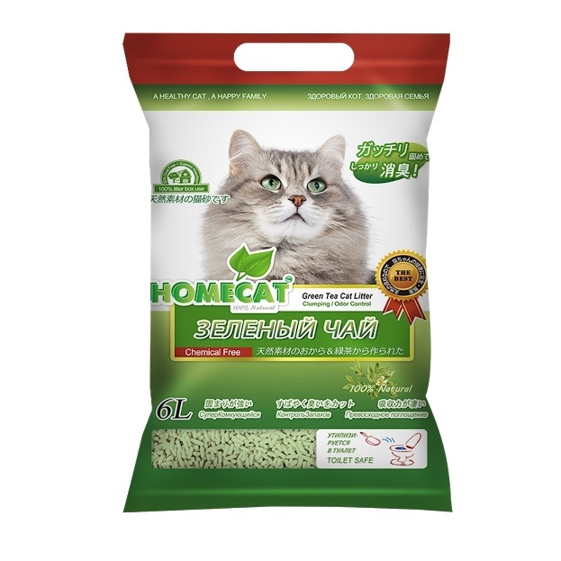 Homecat наполнитель Homecat наполнитель комкующийся наполнитель Эколайн Зеленый Чай (2,81 кг)