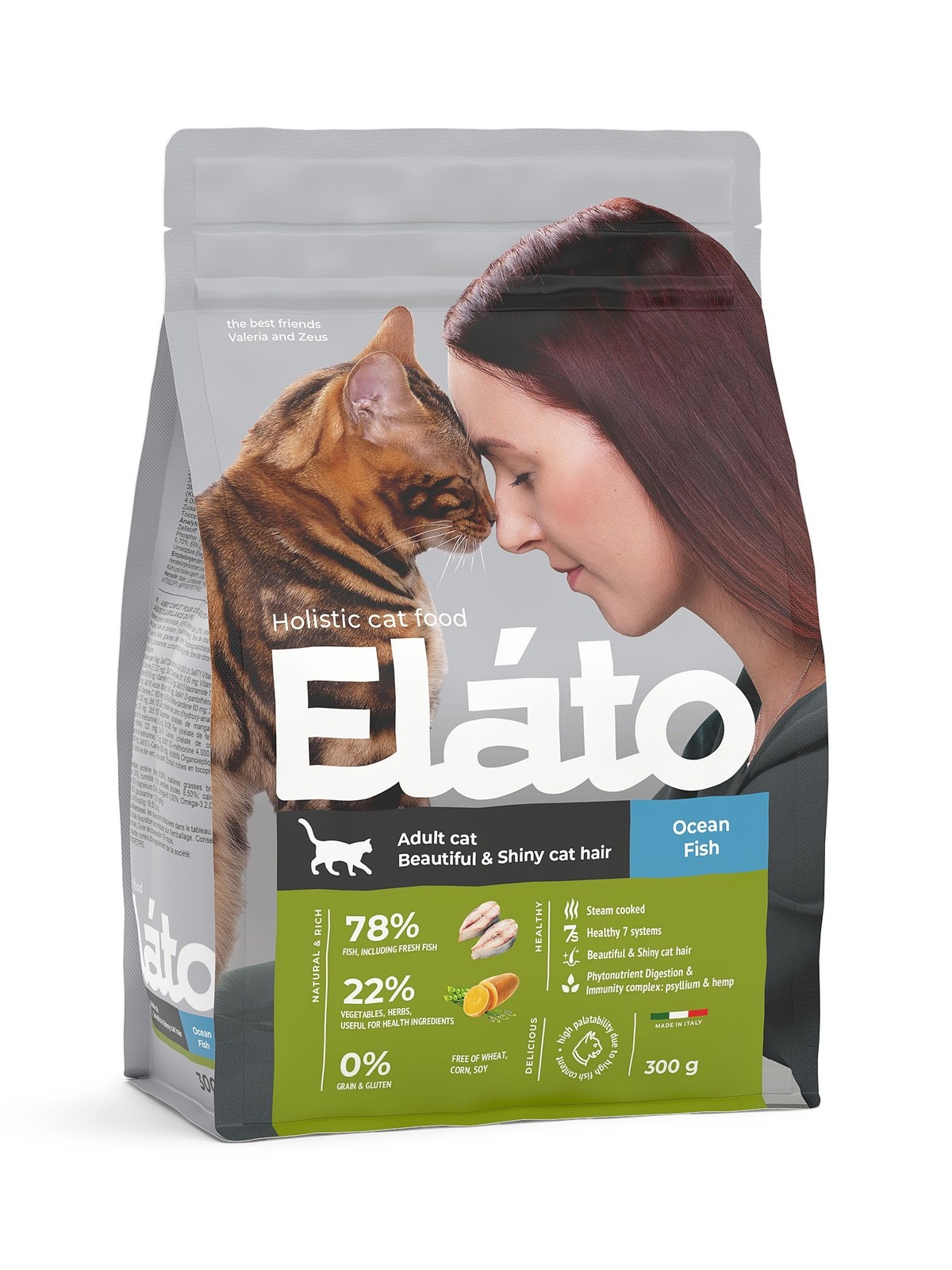 Elato Elato корм для взрослых кошек с рыбой для красивой и блестящей шерсти (300 г)