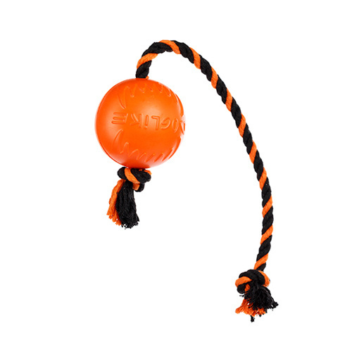 цена Doglike Doglike мяч с канатом, оранжевый (S)